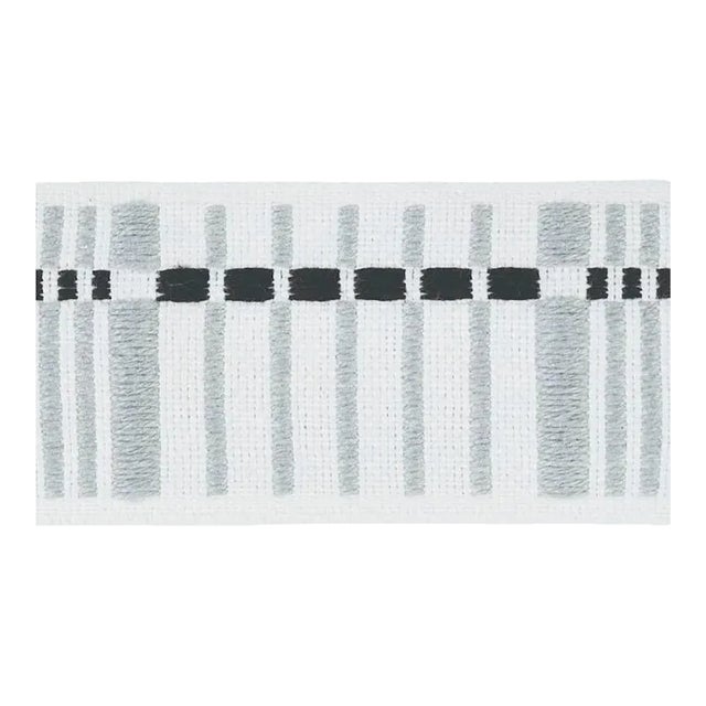 Sample - Schumacher Carmo Tape Medium in Silver & Black For Sale