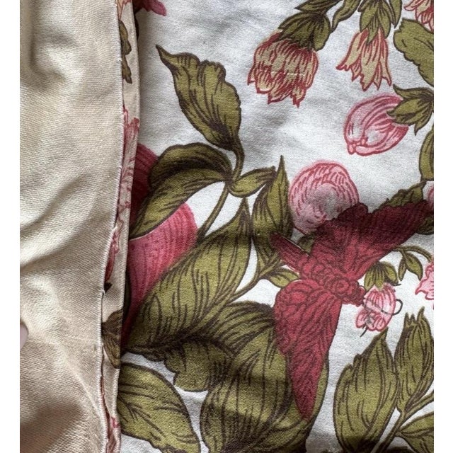 Vintage Mid-Century Bird & Floral Cotton Sateen Drapery Panels | Pair For Sale - Image 4 of 11