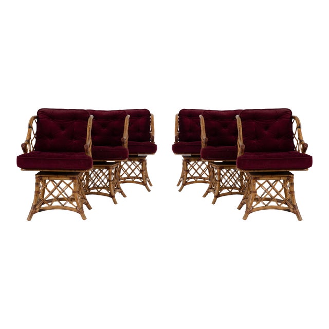Swivel Rattan Dining Chairs Set of 6 Chairish