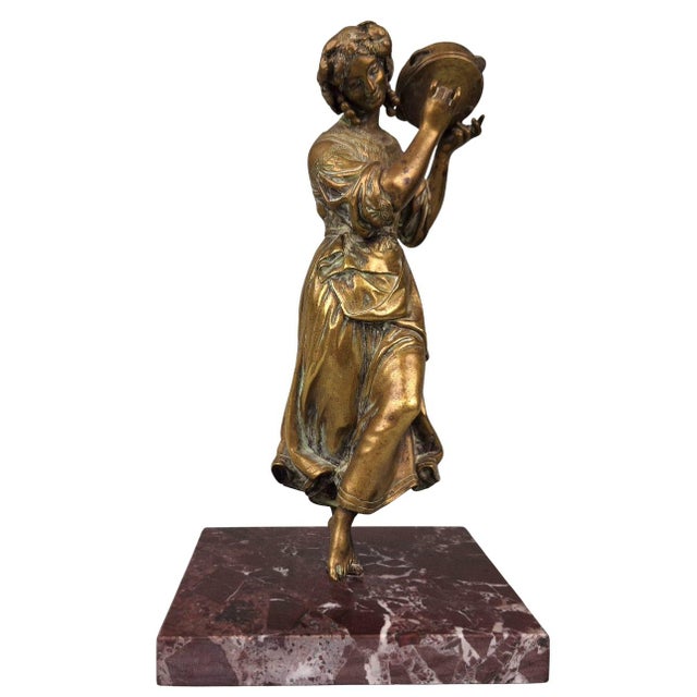 Antique French bronze figure of dancer, 19thC Height of the figure 26,5 cm. Base 15 x 15 cm