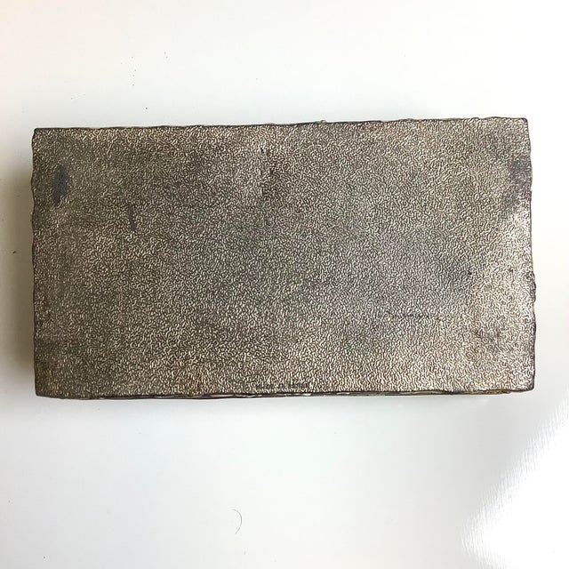 1960s Stunning Japan Ornate Eagle Cast Metal Trinket Box W/Hinged Lid Colored Repousse For Sale - Image 9 of 10