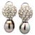 18K White Gold South Sea Gray Pearl & 3 Carat Diamond Earrings For Sale