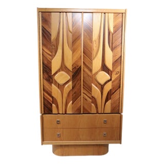 Brutalist Organic Mid Century Modern Tobago Armoire Chifferobe Made in Canada C 1970's For Sale