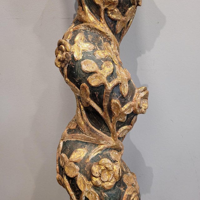 Spanish Artist, Solomon's Column, 18th Century, Gilded and Painted Wood For Sale - Image 18 of 18
