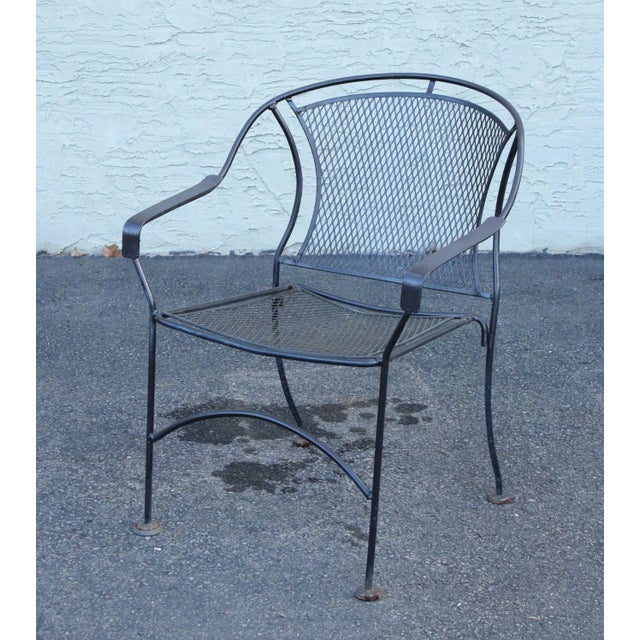 Vintage Set of Four Wrought Iron Patio Dining Chairs For Sale - Image 10 of 12