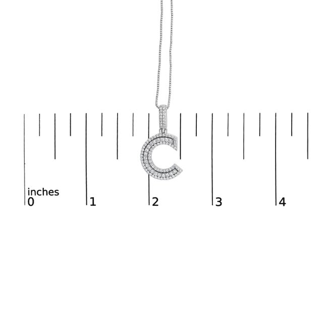 Early 21st Century .925 Sterling Silver 4/5 Cttw Round Lab-Grown Diamond "C" Pendant Necklace - 18" (F-G Color, VS2-SI1 Clarity) For Sale - Image 5 of 5