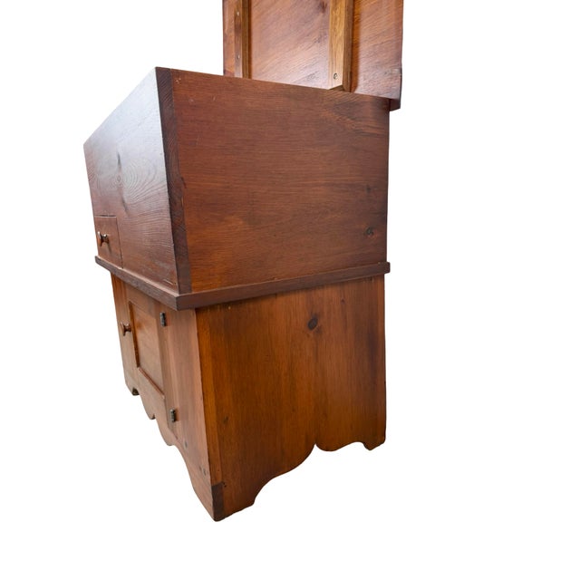 Primitive Pine Farmhouse Drysink Cabinet With Green-Lined Lift Top For Sale In Philadelphia - Image 6 of 14