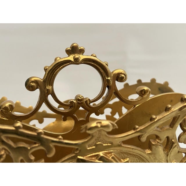 Metal Antique Gilt Bronze Letter Holder Desk Accessory Child Boy Holding Envelops For Sale - Image 7 of 14