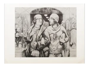 1939 After Kenneth H. Miller "Women Shopping", First Edition Period Offset Lithograph