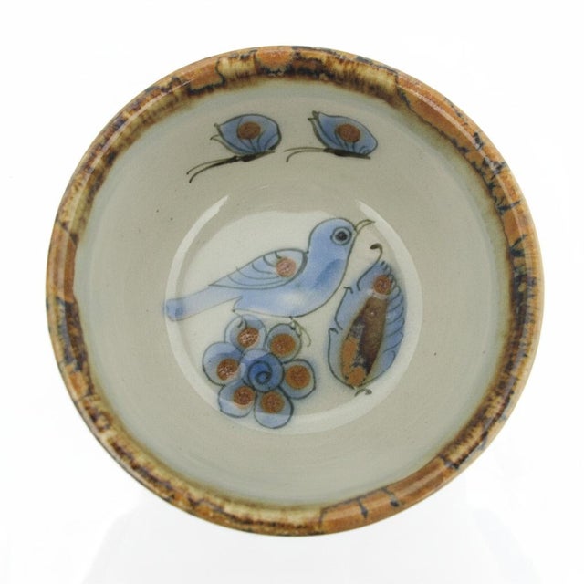 El Palomar Blue Bird Tonala Mexico Ken Edwards Stoneware Pottery Small Bowl Set For Sale In Portland, OR - Image 6 of 13