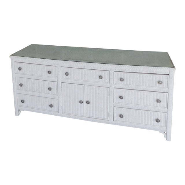 Henry Link Wicker Paint Decorated Dresser & Mirror Chairish