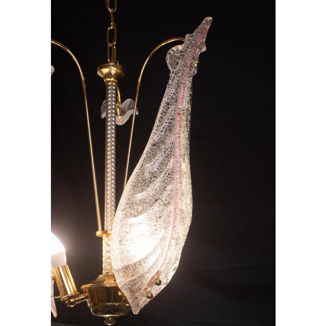 Vintage Pink Leaves Murano Chandelier, 1970 For Sale - Image 10 of 11