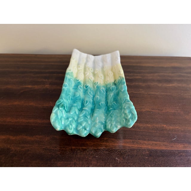 Late 20th Century Vintage French Country Majolica Asparagus Dish in Turquoise and Cream For Sale - Image 5 of 8