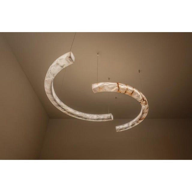 Kleo pendant lamp by united alabaster dimensions: d 14,62 x w 100 x h 7 cm (customizable height) materials: alabaster,...