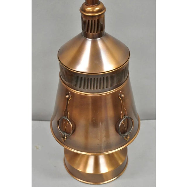 Vintage Industrial Mid Century Modern Copper Metal "Ship Turbine" Table Lamp For Sale - Image 4 of 12