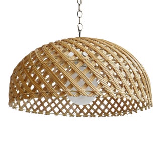 Rattan Dome Swirl Pendant Light Small For Sale