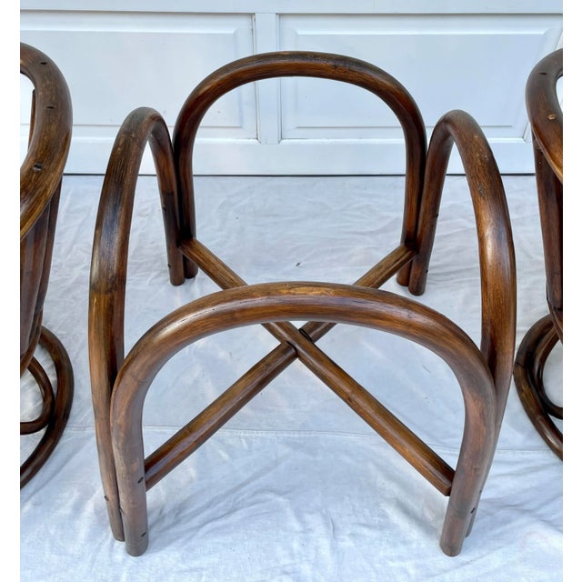 Mid-Century Bent Bamboo Set of Swivel Chairs and Table Base - 3 Pieces For Sale In Los Angeles - Image 6 of 11