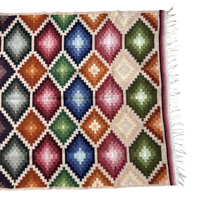 Hand-Woven Ecuadorian Wool Kilim, Signed For Sale - Image 11 of 13