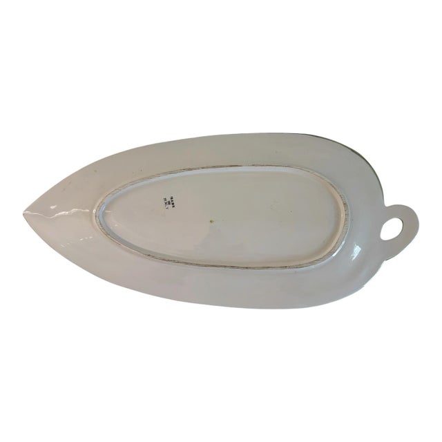 Mid 20th Century Mid 20th Century Large Italian Hand Painted Banana Leaf Ceramic Platter For Sale - Image 5 of 6