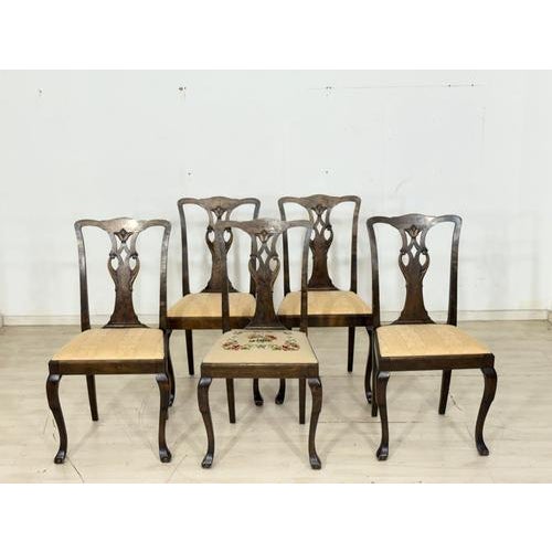 Antique Chippendale Chairs in Fine Mahogany, 1900, Set of 5 For Sale - Image 8 of 14