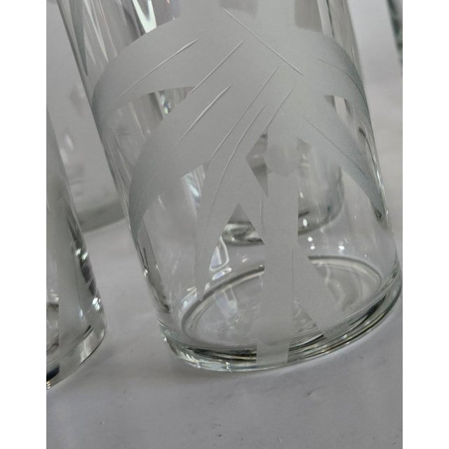 Mid-Century Modern Mid 20th Century Handcut Frosted Bamboo Highballs- Set of Eight For Sale - Image 3 of 12