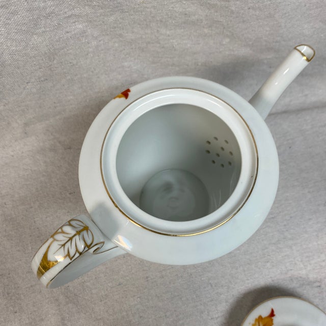 White Golden Autumn Teapot Made in Japan For Sale - Image 8 of 12