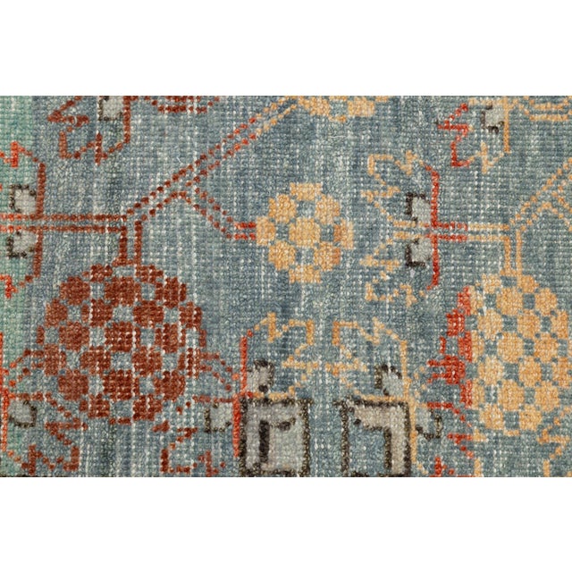 Teal 10x14 Modern Khotan Style Hand-Knotted Wool Area Rug – Teal, Rust & Ochre For Sale - Image 8 of 8