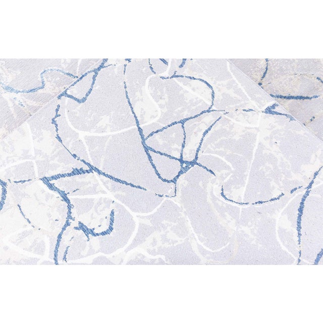 Textile Modern Tibetan Ink Ondulations Hand-Knotted Wool & Silk Rug by Doris Leslie Blau For Sale - Image 7 of 7
