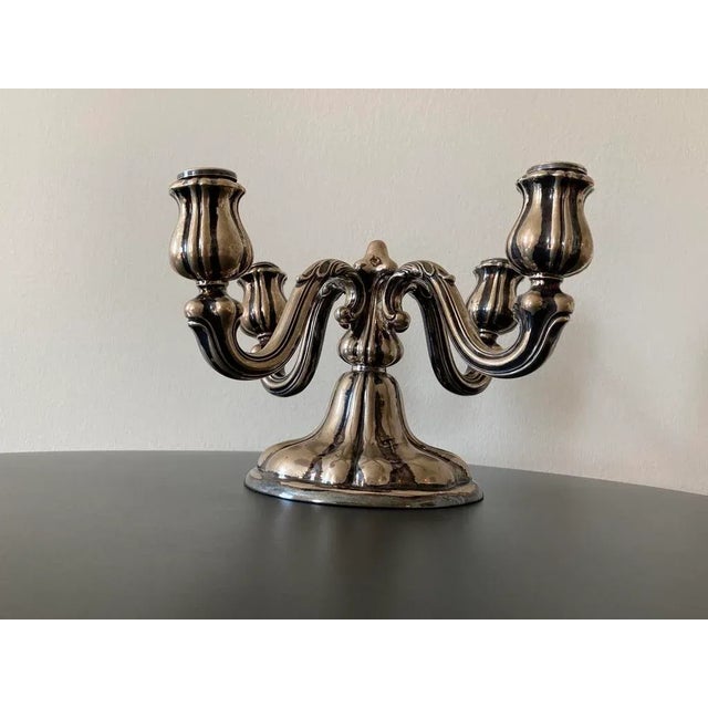 19th Century 19th Century German Silver Rococo 4-Arm Candelabra For Sale - Image 5 of 12