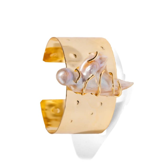 Divine Aura Baroque Pearl Cuff Bracelet For Sale - Image 10 of 11