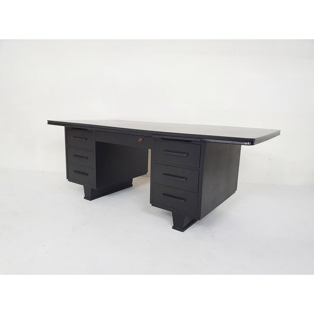 Black Large Black Wooden Executive Desk, 1960s For Sale - Image 8 of 18