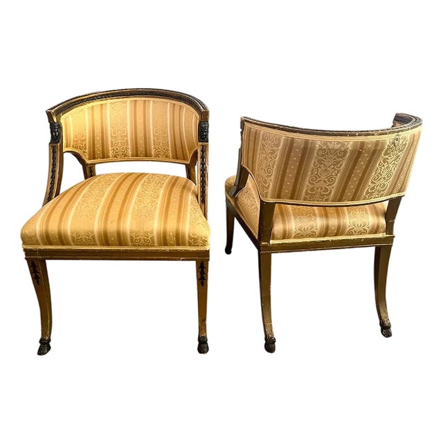19th Century Pair of Swedish Barrel Back Armchairs For Sale