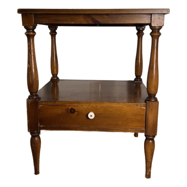 Vintage Pine Shop Originals Two-Tier Side Table For Sale
