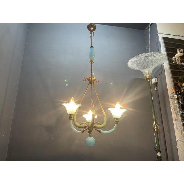 Blue Italian Blue Murano Glass Chandelier, 1950s For Sale - Image 8 of 18