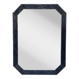 Chic Vintage Monumental Lapis-Luxe Faux Bamboo Wall Mirror | Octagonal Curated by Turtle and Crane - Newly Painted For Sale