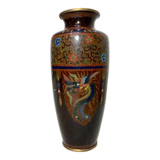 Antique Signed Japanese Ando Handmade Qing Enamel Silver Floral Cloisonné Vase For Sale