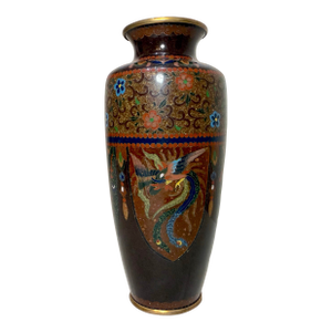 Antique Signed Japanese Ando Handmade Qing Enamel Silver Floral Cloisonné Vase