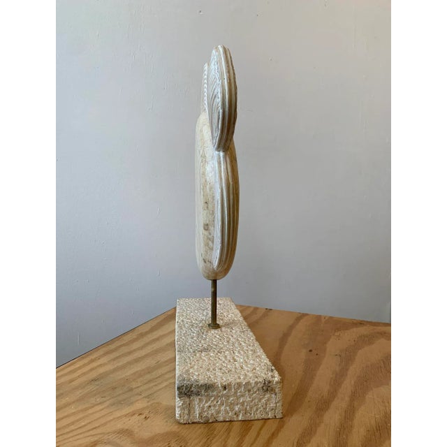 Cream Vintage Large Scale Maitland-Smith Attributed Tessellated Stone and Coral Fish Sculpture For Sale - Image 8 of 12