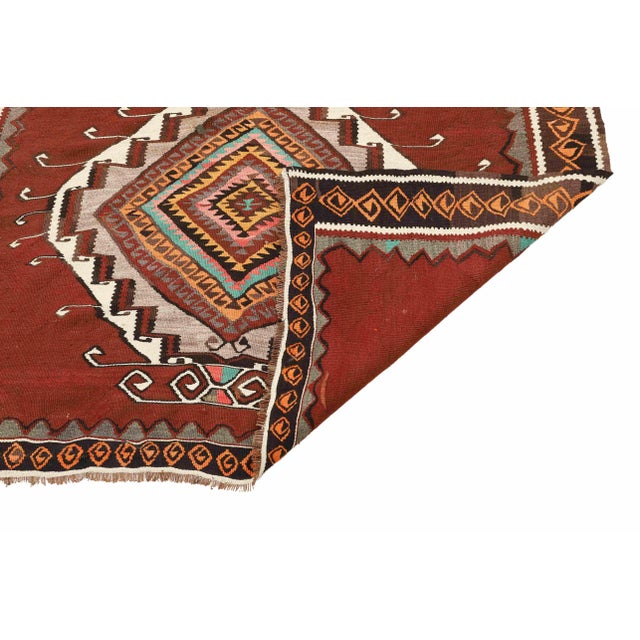 Mid 20th Century Vintage Turkish Kars Kilim Rug For Sale - Image 5 of 7