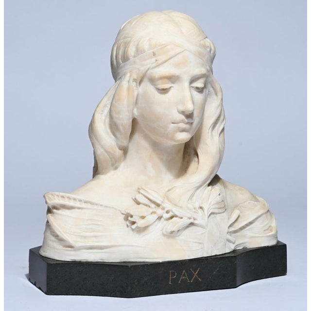 "PAX" white marble sculpture, signed by Remo Merlina, Italy, 19th century Height: 38.5 cm Good condition