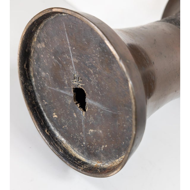 19th Century Japanese Bronze Gu Form Ikebana Usubata Flower Arranging Vase For Sale - Image 16 of 18