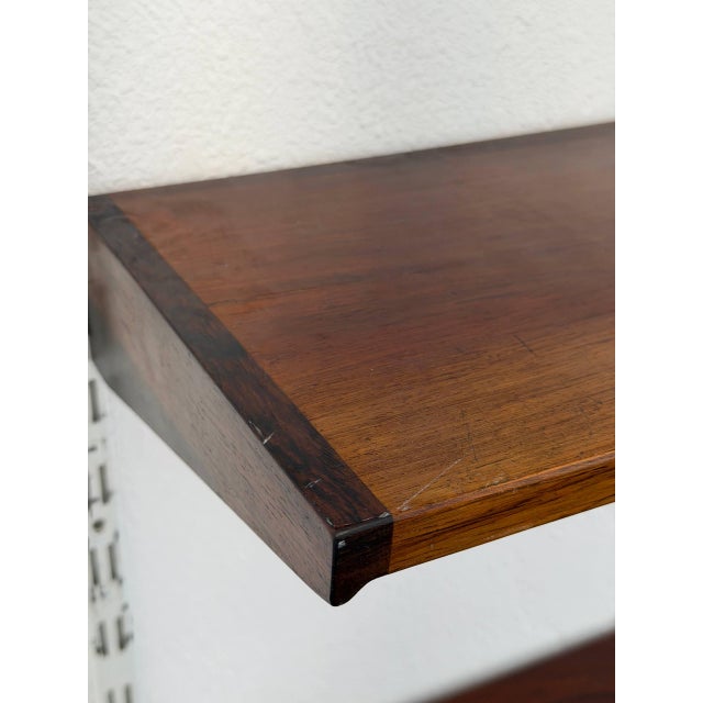 Brown Danish Rosewood Wall Unit Scandinavian Shelving System in Style of Kai Kristiansen Mid Century For Sale - Image 8 of 10