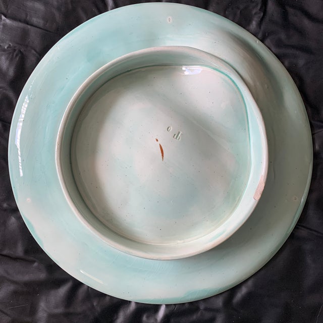 Early 20th Century Creil Et Montereau Majolica Cabbage Leaf Asparagus Plates - Pair For Sale - Image 4 of 5