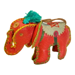 Vintage Leather Elephant Ornament India