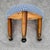 Mid Century Danish Modern Tripod Ottoman 3 Legs Wood Rolling Blue White Triangle For Sale - Image 11 of 12