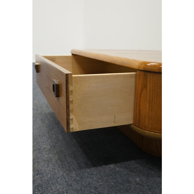 Mid 20th Century High End Oak Retro MCM Mid Century Modern 38" Square Accent Storage Coffee Table For Sale - Image 5 of 12