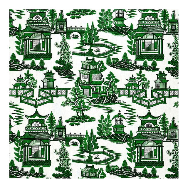 Sample, Schumacher Nanjing Fabric in Jade For Sale