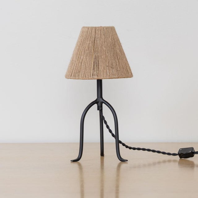 Panoplie Petite Iron Tripod Lamp, Rope Shade For Sale - Image 4 of 10