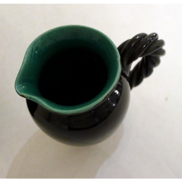 Mid-Century 2-Tone Earthenware Pitchers with Braided Handles by Grandjan-Jourdan for Vallauris, 1950s, Set of 2 For Sale - Image 10 of 14