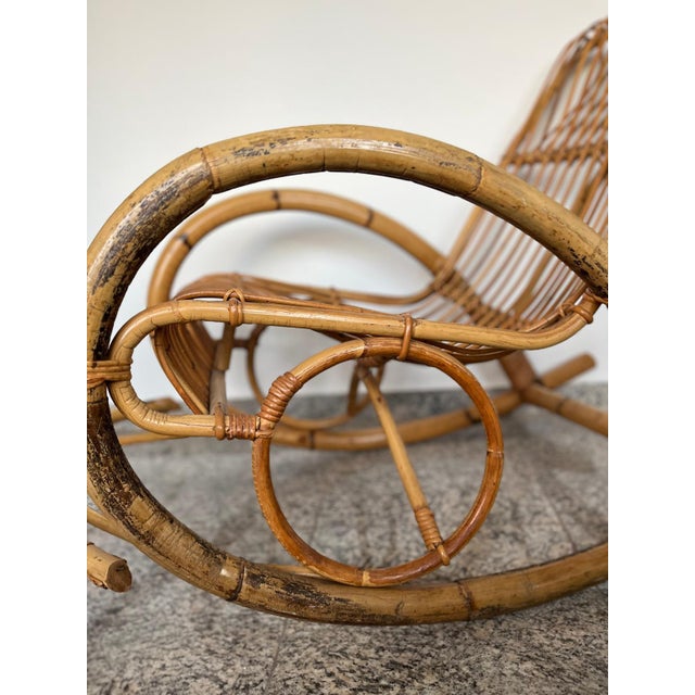 Vintage Boho Rocking Chair in Bamboo by Franco Albini for Veranda or Terrace, Italy, 1950s For Sale - Image 18 of 18